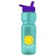a teal bottle & violet lid champion - 28 oz transparent bottle with flip straw lid and digital imprint