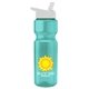 a teal bottle & white lid champion - 28 oz transparent bottle with flip straw lid and digital imprint