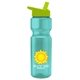 a teal bottle & lime-green lid champion - 28 oz transparent bottle with flip straw lid and digital imprint