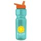 a teal bottle & orange lid champion - 28 oz transparent bottle with flip straw lid and digital imprint