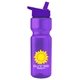 aerial view a violet bottle & violet lid champion - 28 oz transparent bottle with flip straw lid and digital imprint, image 1 of 2