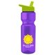 a violet bottle & lime-green lid champion - 28 oz transparent bottle with flip straw lid and digital imprint