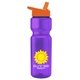 a violet bottle & orange lid champion - 28 oz transparent bottle with flip straw lid and digital imprint