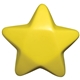 aerial view a yellow polyurethane star shaped stress ball, image 1 of 2