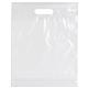 aerial view a clear lo - density die cut bag with bottom gusset, image 1 of 2