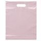 aerial view a pink lo - density die cut bag with bottom gusset, image 1 of 2
