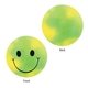 aerial view a green-yellow smiley face mood stress ball, image 1 of 2