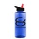 a blue bottle & black w/ red spout lid the mountaineer - 36 oz tritan(tm) bottle with flip straw lid