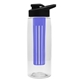 a clear bottle & black lid & blue infuser the flair - 26 oz transparent tritan(tm) bottle with drink thru lid and large infuser