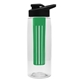 a clear bottle & black lid & green infuser the flair - 26 oz transparent tritan(tm) bottle with drink thru lid and large infuser