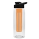 a clear bottle & black lid & orange infuser the flair - 26 oz transparent tritan(tm) bottle with drink thru lid and large infuser