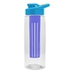 a clear bottle & cyan lid & blue infuser the flair - 26 oz transparent tritan(tm) bottle with drink thru lid and large infuser