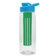 a clear bottle & cyan lid & green infuser the flair - 26 oz transparent tritan(tm) bottle with drink thru lid and large infuser