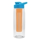 a clear bottle & cyan lid & orange infuser the flair - 26 oz transparent tritan(tm) bottle with drink thru lid and large infuser