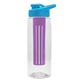 a clear bottle & cyan lid & violet infuser the flair - 26 oz transparent tritan(tm) bottle with drink thru lid and large infuser