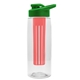 a clear bottle & green lid & red infuser the flair - 26 oz transparent tritan(tm) bottle with drink thru lid and large infuser
