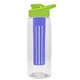 a clear bottle & lime green lid & blue infuser the flair - 26 oz transparent tritan(tm) bottle with drink thru lid and large infuser