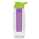 a clear bottle & lime green lid & violet infuser the flair - 26 oz transparent tritan(tm) bottle with drink thru lid and large infuser