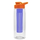 a clear bottle & orange lid & blue infuser the flair - 26 oz transparent tritan(tm) bottle with drink thru lid and large infuser