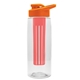 a clear bottle & orange lid & red infuser the flair - 26 oz transparent tritan(tm) bottle with drink thru lid and large infuser