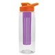 a clear bottle & orange lid & violet infuser the flair - 26 oz transparent tritan(tm) bottle with drink thru lid and large infuser