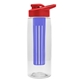 a clear bottle & red lid & blue infuser the flair - 26 oz transparent tritan(tm) bottle with drink thru lid and large infuser