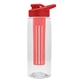 aerial view a clear bottle & red lid & red infuser the flair - 26 oz transparent tritan(tm) bottle with drink thru lid and large infuser, image 1 of 2