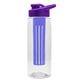 a clear bottle & violet lid & blue infuser the flair - 26 oz transparent tritan(tm) bottle with drink thru lid and large infuser