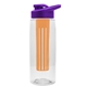 a clear bottle & violet lid & orange infuser the flair - 26 oz transparent tritan(tm) bottle with drink thru lid and large infuser