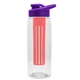 a clear bottle & violet lid & red infuser the flair - 26 oz transparent tritan(tm) bottle with drink thru lid and large infuser