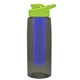 a smoke bottle & lime green lid & blue infuser the flair - 26 oz transparent tritan(tm) bottle with drink thru lid and large infuser