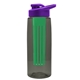 a smoke bottle & violet lid & green infuser the flair - 26 oz transparent tritan(tm) bottle with drink thru lid and large infuser