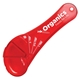 aerial view a translucent red 5- in - one measuring spoon, image 1 of 2