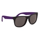 aerial view a black frame with purple temples two tone rubberized sunglasses, image 1 of 3