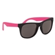 aerial view a black frame with pink temples two tone rubberized sunglasses, image 1 of 3