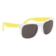 aerial view a white frame yellow temples two tone rubberized sunglasses, image 1 of 3