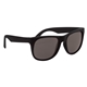 aerial view a solid black two tone rubberized sunglasses, image 1 of 3