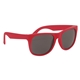 aerial view a solid red two tone rubberized sunglasses, image 1 of 3