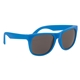 aerial view a solid blue two tone rubberized sunglasses, image 1 of 4
