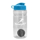 a clear bottle & cyan lid & gray mixing ball groove 20 oz tritan(tm) shaker bottle with flip lid and mixing ball