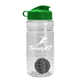 a clear bottle & green lid & gray mixing ball groove 20 oz tritan(tm) shaker bottle with flip lid and mixing ball