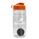 a clear bottle & orange lid & black mixing ball groove 20 oz tritan(tm) shaker bottle with flip lid and mixing ball