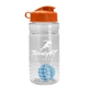 a clear bottle & orange lid & cyan mixing ball groove 20 oz tritan(tm) shaker bottle with flip lid and mixing ball
