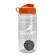 a clear bottle & orange lid & gray mixing ball groove 20 oz tritan(tm) shaker bottle with flip lid and mixing ball