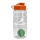 a clear bottle & orange lid & green mixing ball groove 20 oz tritan(tm) shaker bottle with flip lid and mixing ball
