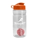 a clear bottle & orange lid & red mixing ball groove 20 oz tritan(tm) shaker bottle with flip lid and mixing ball