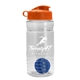 a clear bottle & orange lid & royal blue mixing ball groove 20 oz tritan(tm) shaker bottle with flip lid and mixing ball
