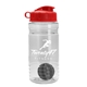 a clear bottle & red lid & gray mixing ball groove 20 oz tritan(tm) shaker bottle with flip lid and mixing ball