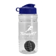 a clear bottle & reflex blue lid & black mixing ball groove 20 oz tritan(tm) shaker bottle with flip lid and mixing ball