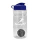 a clear bottle & reflex blue lid & gray mixing ball groove 20 oz tritan(tm) shaker bottle with flip lid and mixing ball